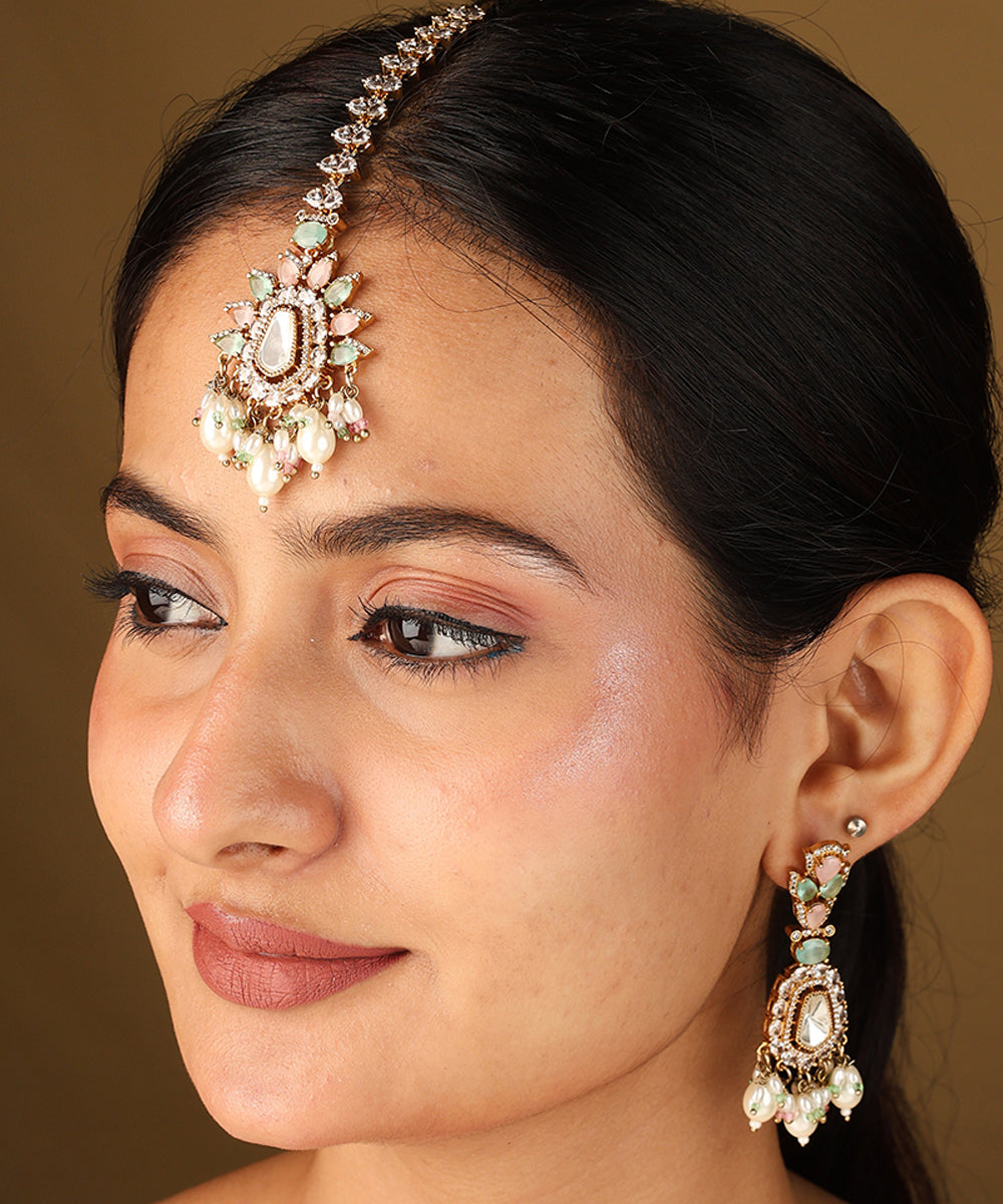 Pastel Colour Choker Necklace with American Stones for Bridal Look