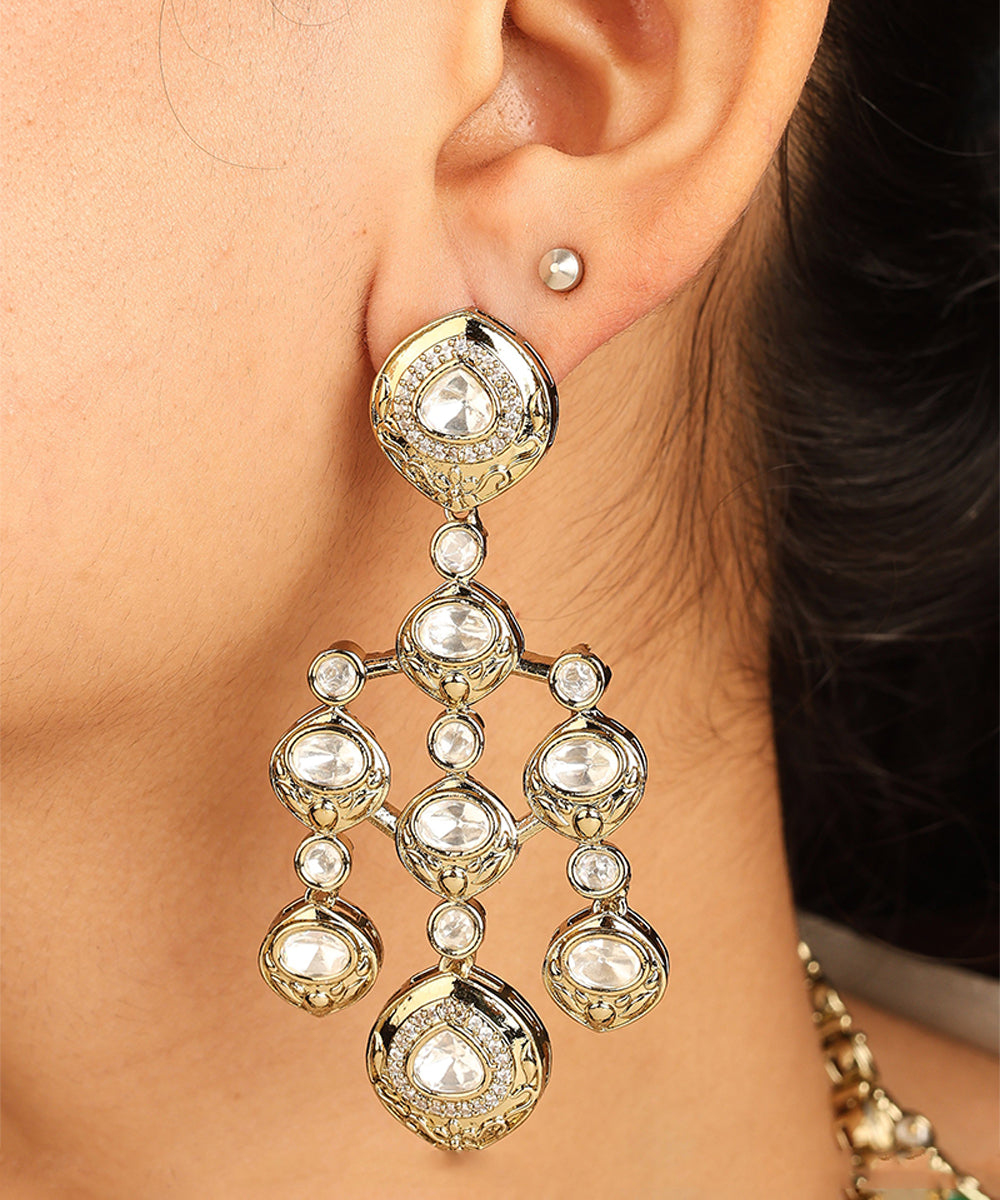 American Diamond Necklace Set with Green Accents