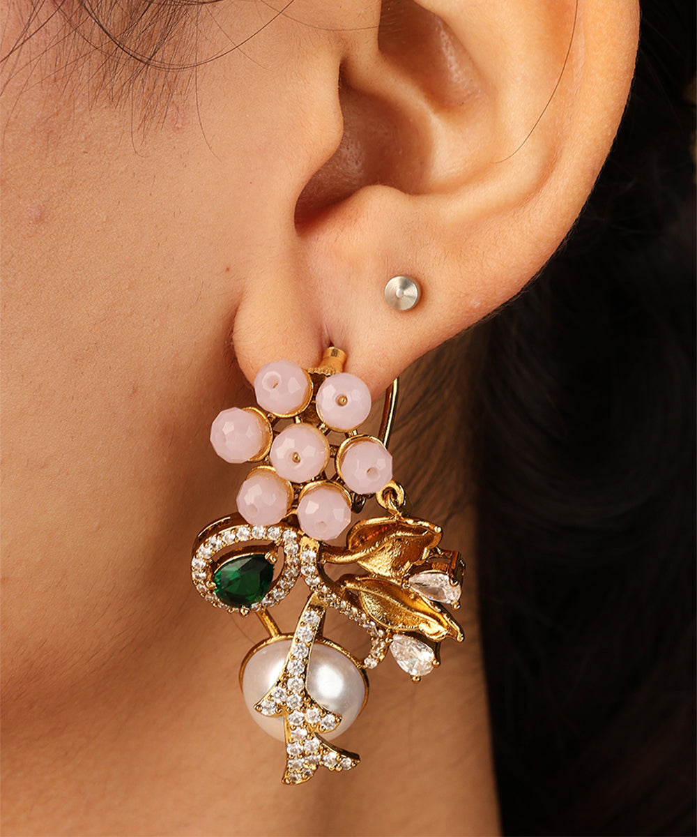 V Shaped Colourful Floral Statement Necklace with Matching Earrings
