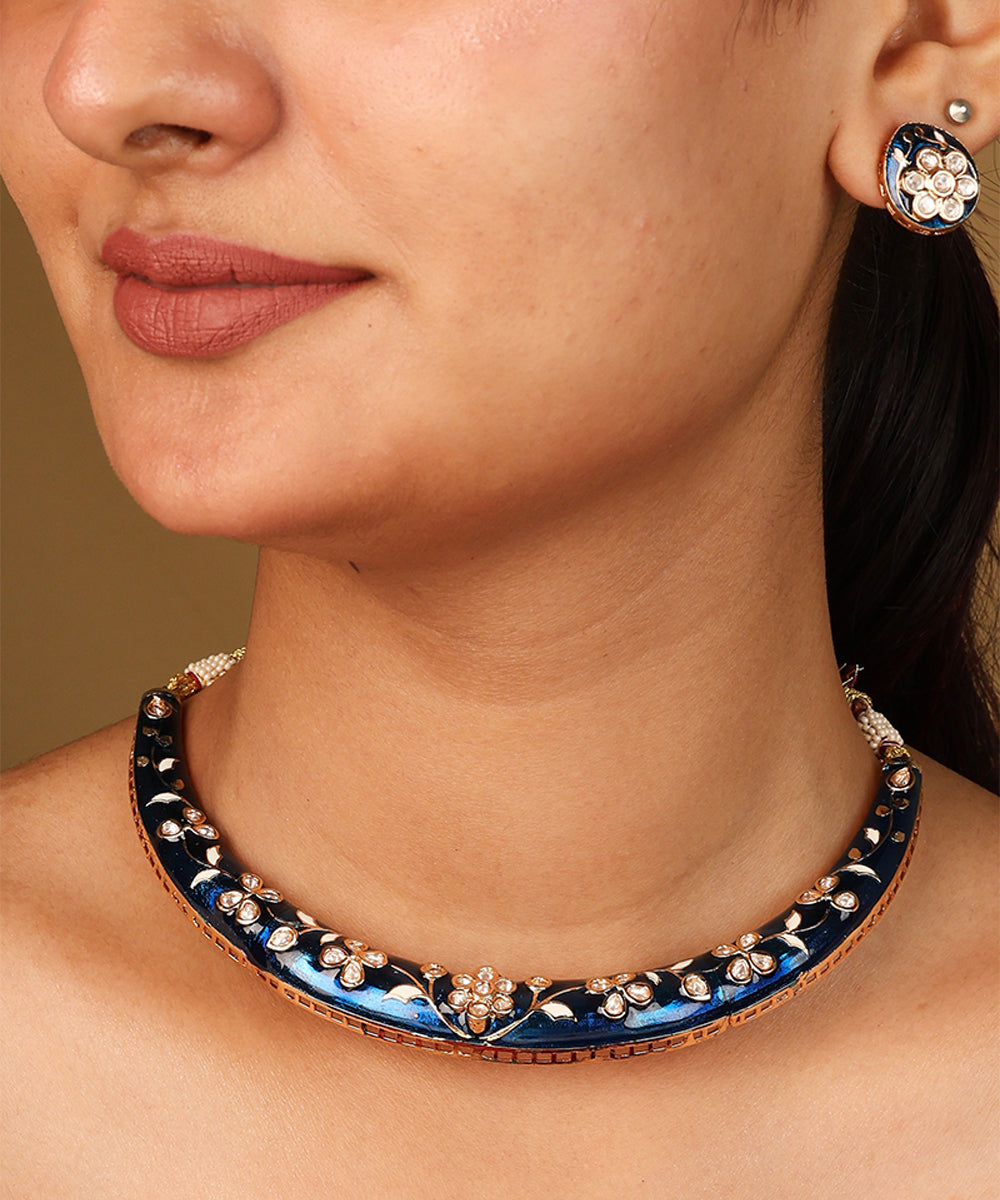 Blue Meenakari Hasli Choker Necklace