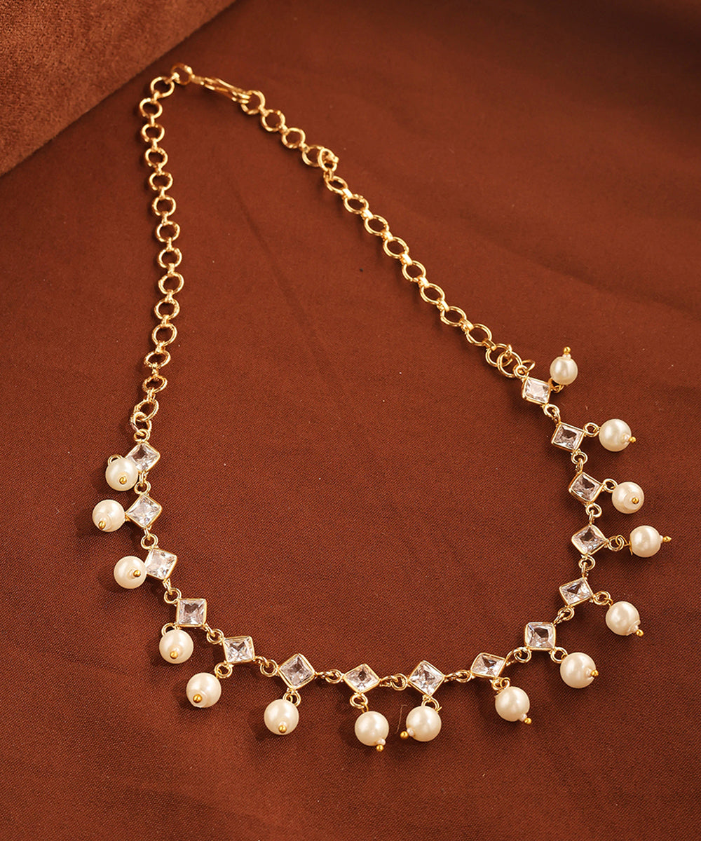 American Diamond and Pearls Necklace