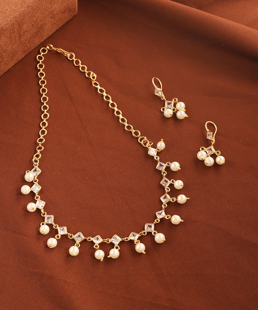 American Diamond and Pearls Necklace