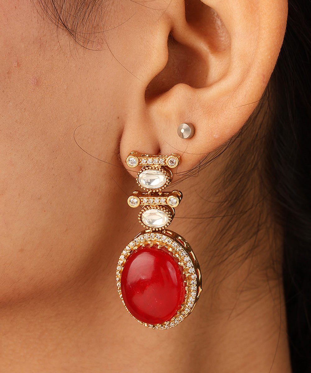 Kundan Necklace with Red Stone Pendant