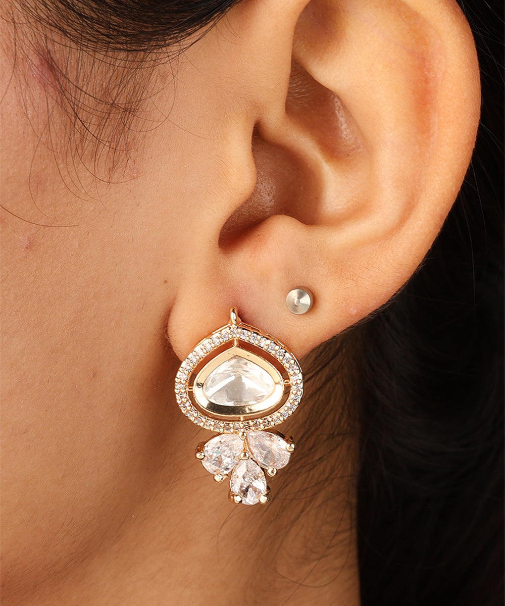 Two Layer Pearl Necklace with Kundan Stone Pendant