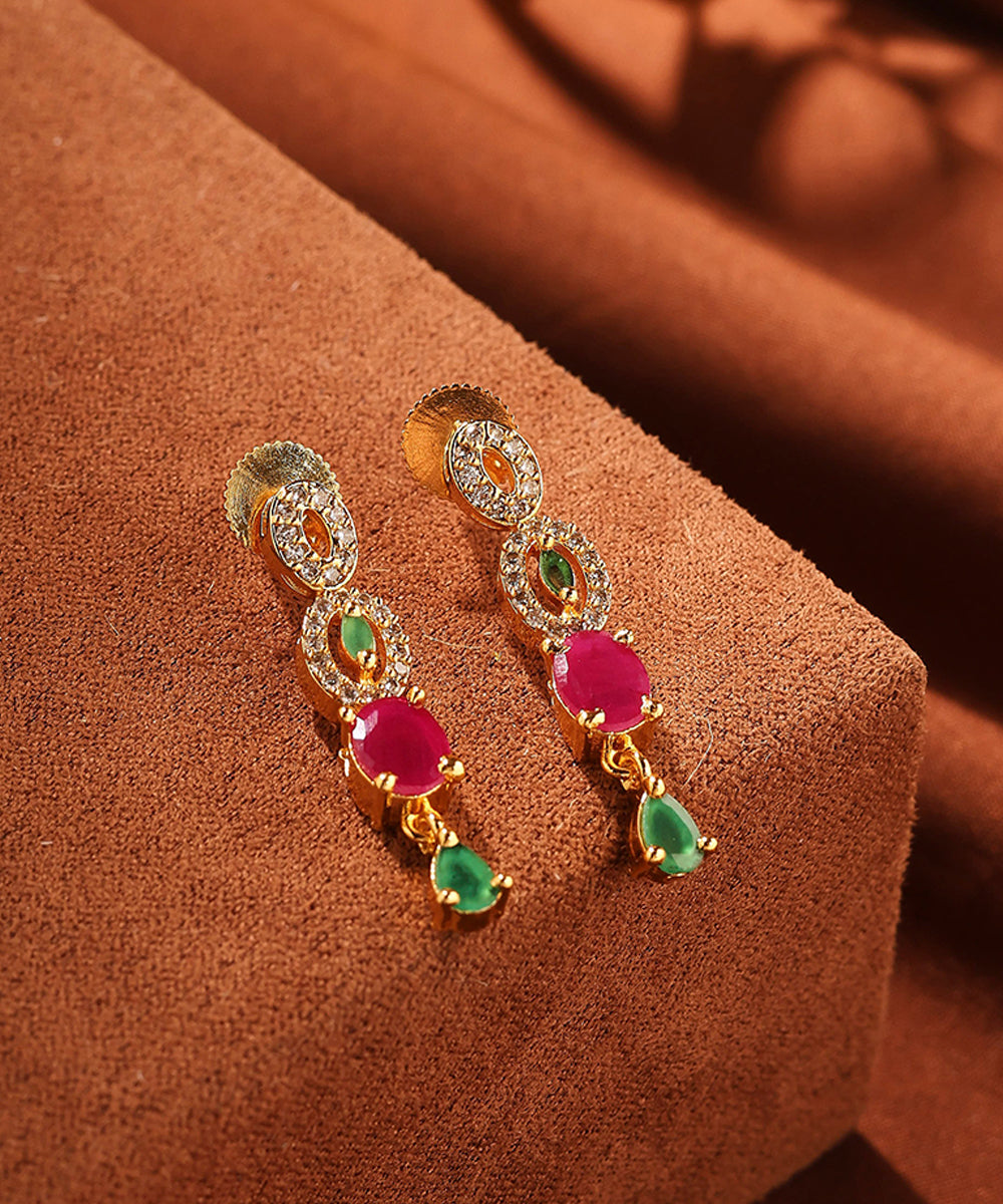 American Diamond Necklace Set with Multicolour Stones