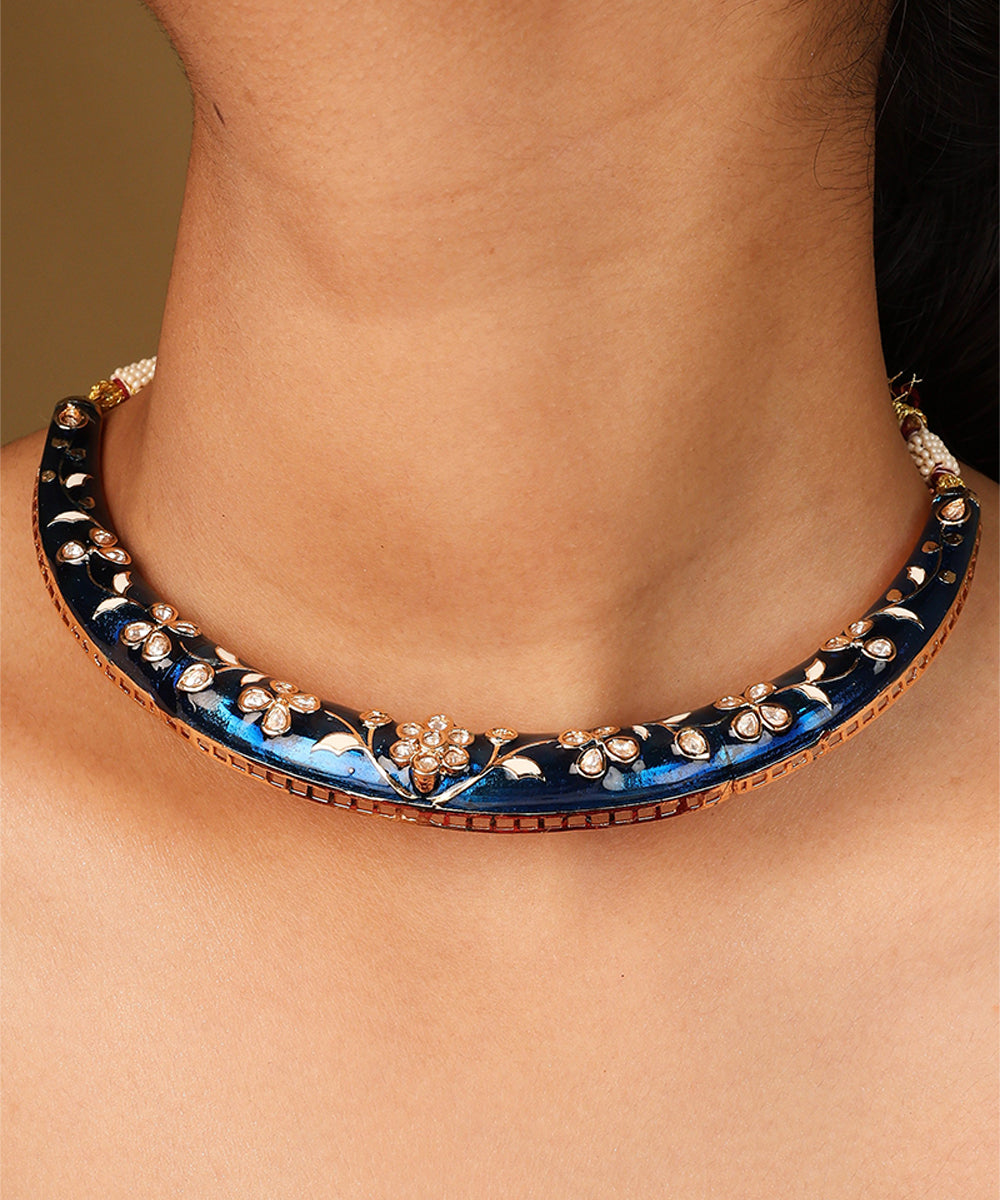 Blue Meenakari Hasli Choker Necklace