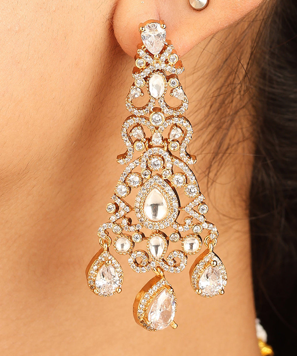 American Diamond Necklace Set with Pearl Accents