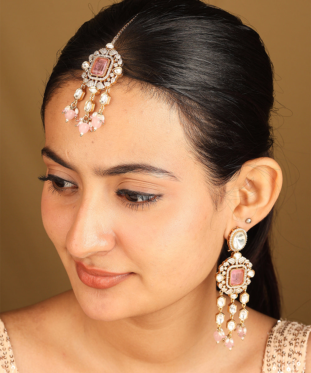 Kundan Necklace Set with Pink Stones