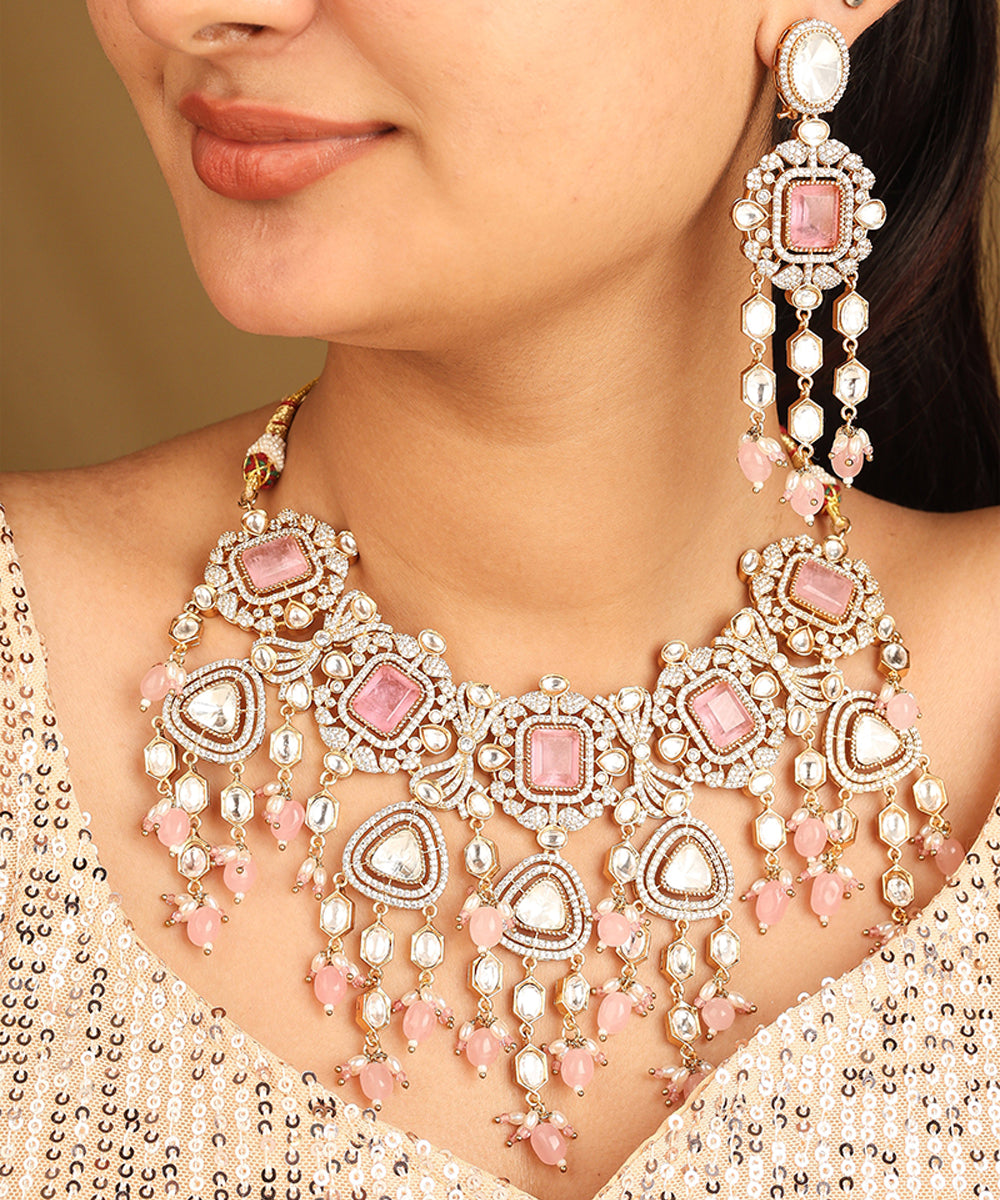 Kundan Necklace Set with Pink Stones