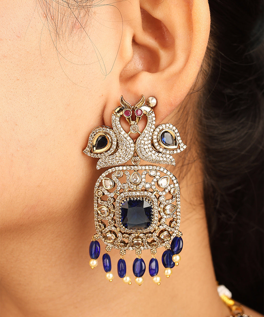 American Diamond Necklace Set with Blue Stones