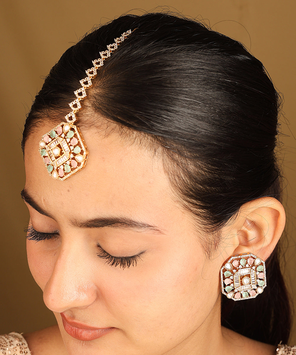 Pastel Kundan Choker Set with Maang Tikka