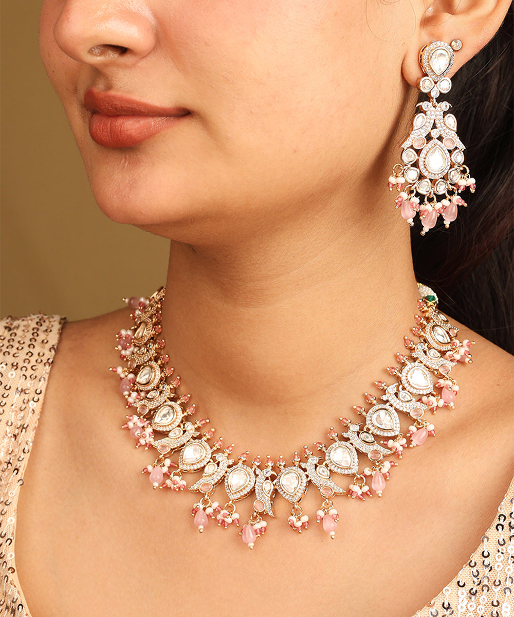Kundan Necklace Set with Pink Accents