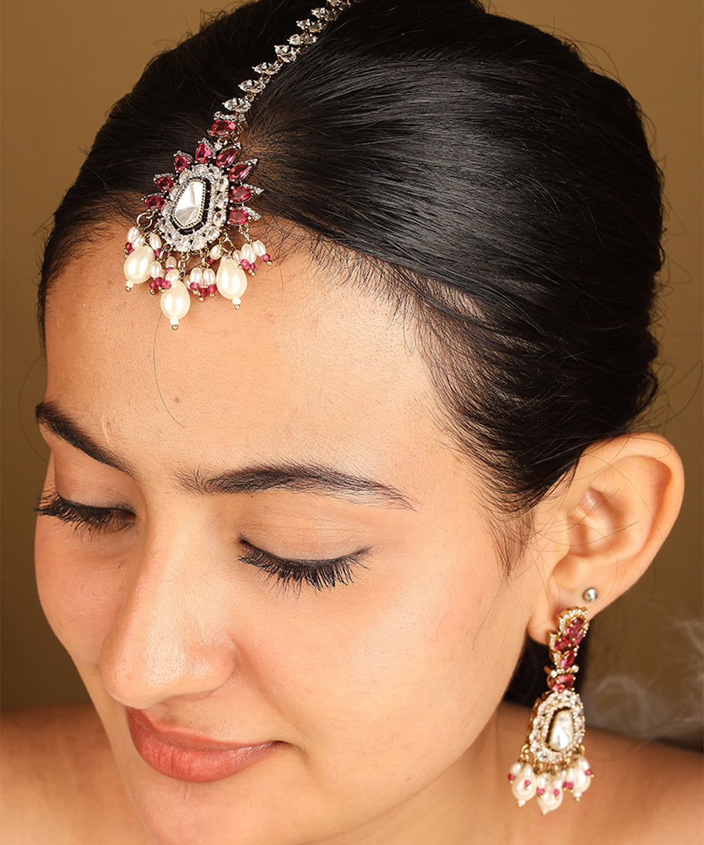 American Diamond Pink Stone Choker Set