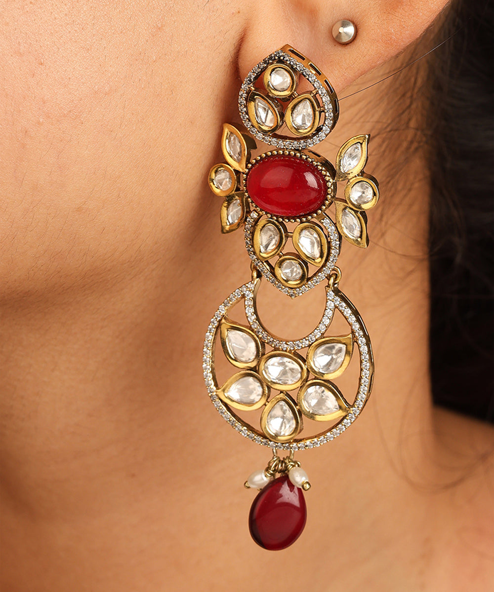 American Diamond Choker Set with Red Stones