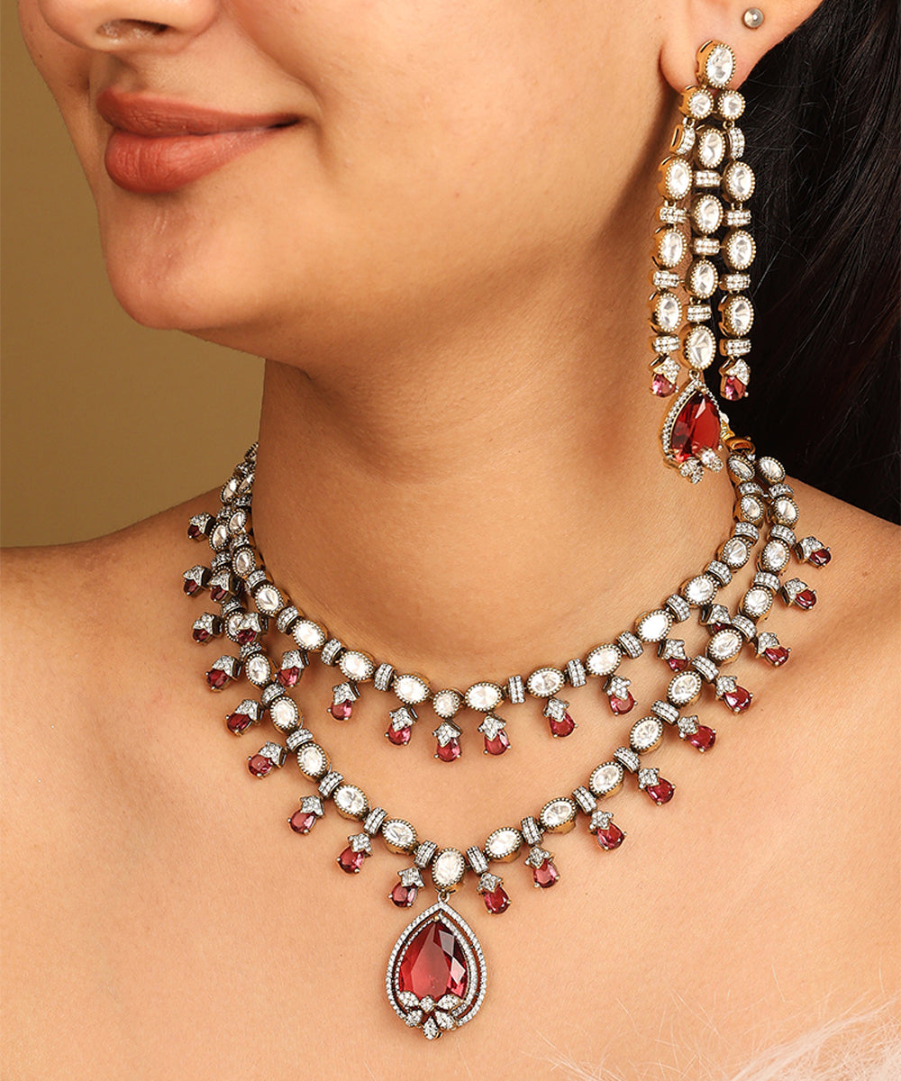 Kundan Necklace Set with Green Accents