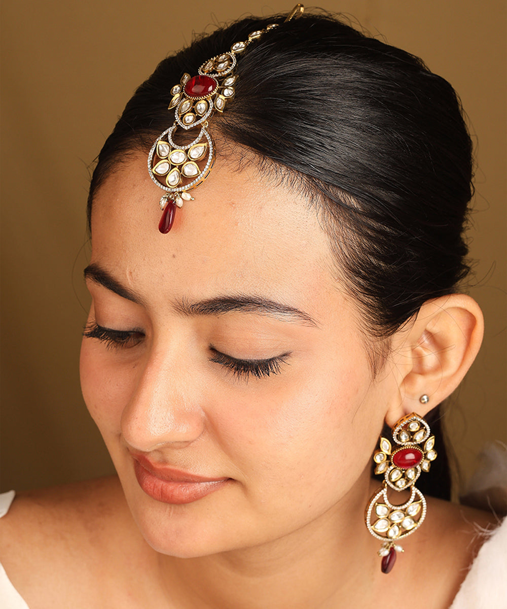 American Diamond Choker Set with Red Stones