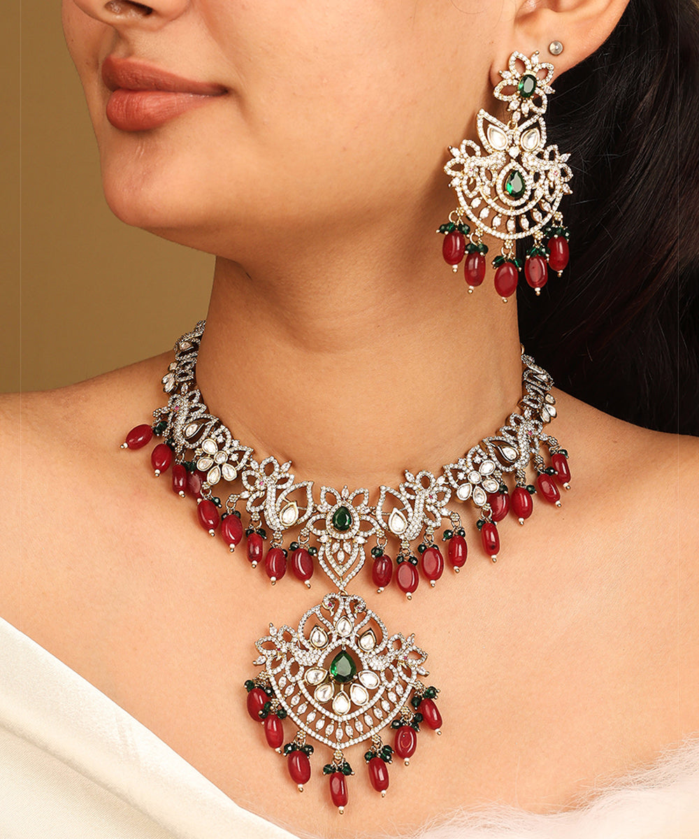 American Diamond Multicolour Necklace Set