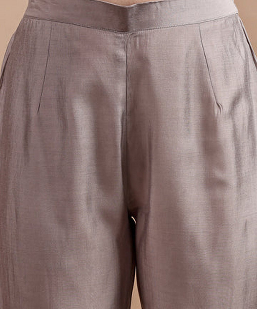 Co-ord Set Grey Silk Blend Embroidered