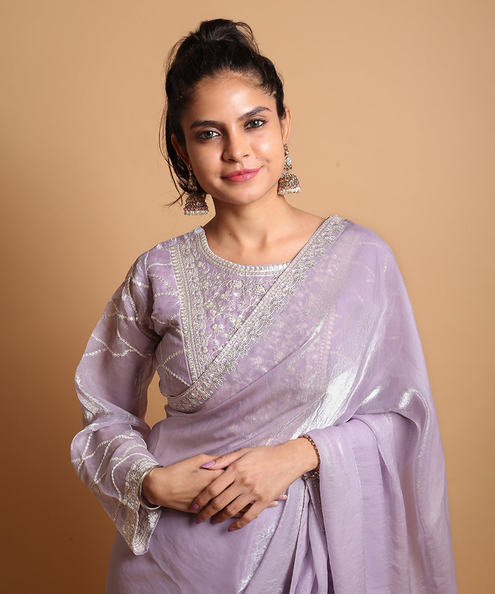 Twilight Shimmer Saree with Ready Blouse