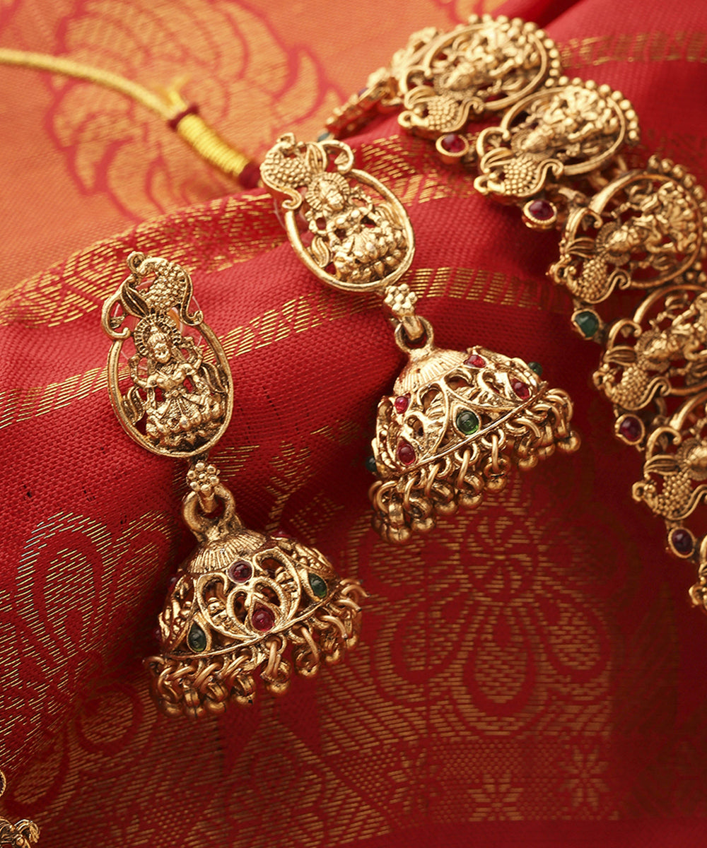 Statement Temple Jewellery Long Necklace with Kari Motif