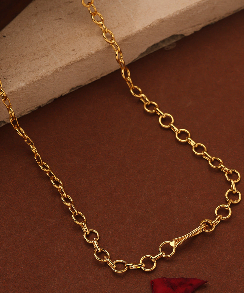 Gold Plated Necklace with American Diamond Floral Pendant