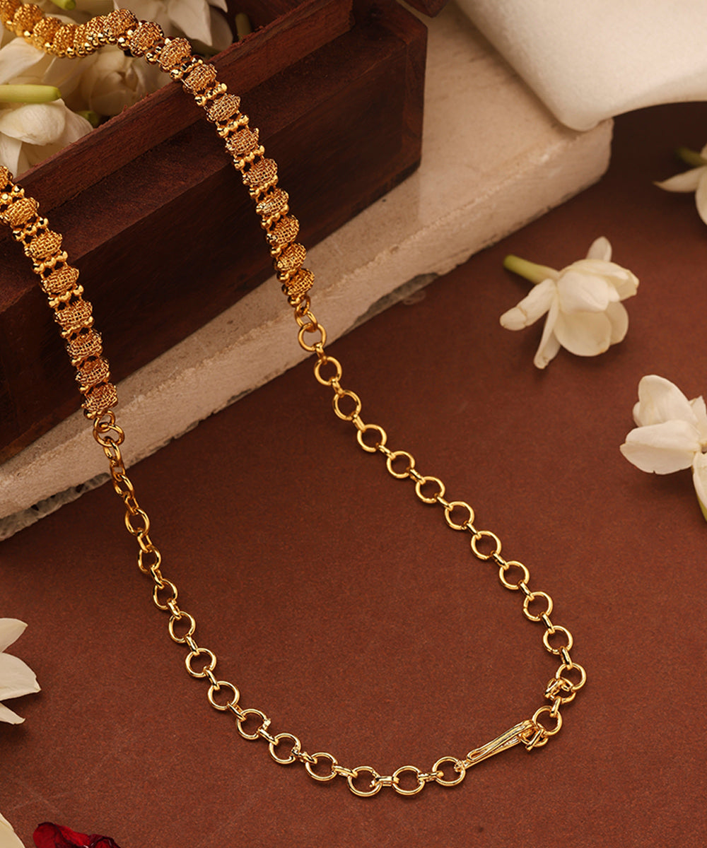 Long Gold Plated Necklace with American Diamond Pendant