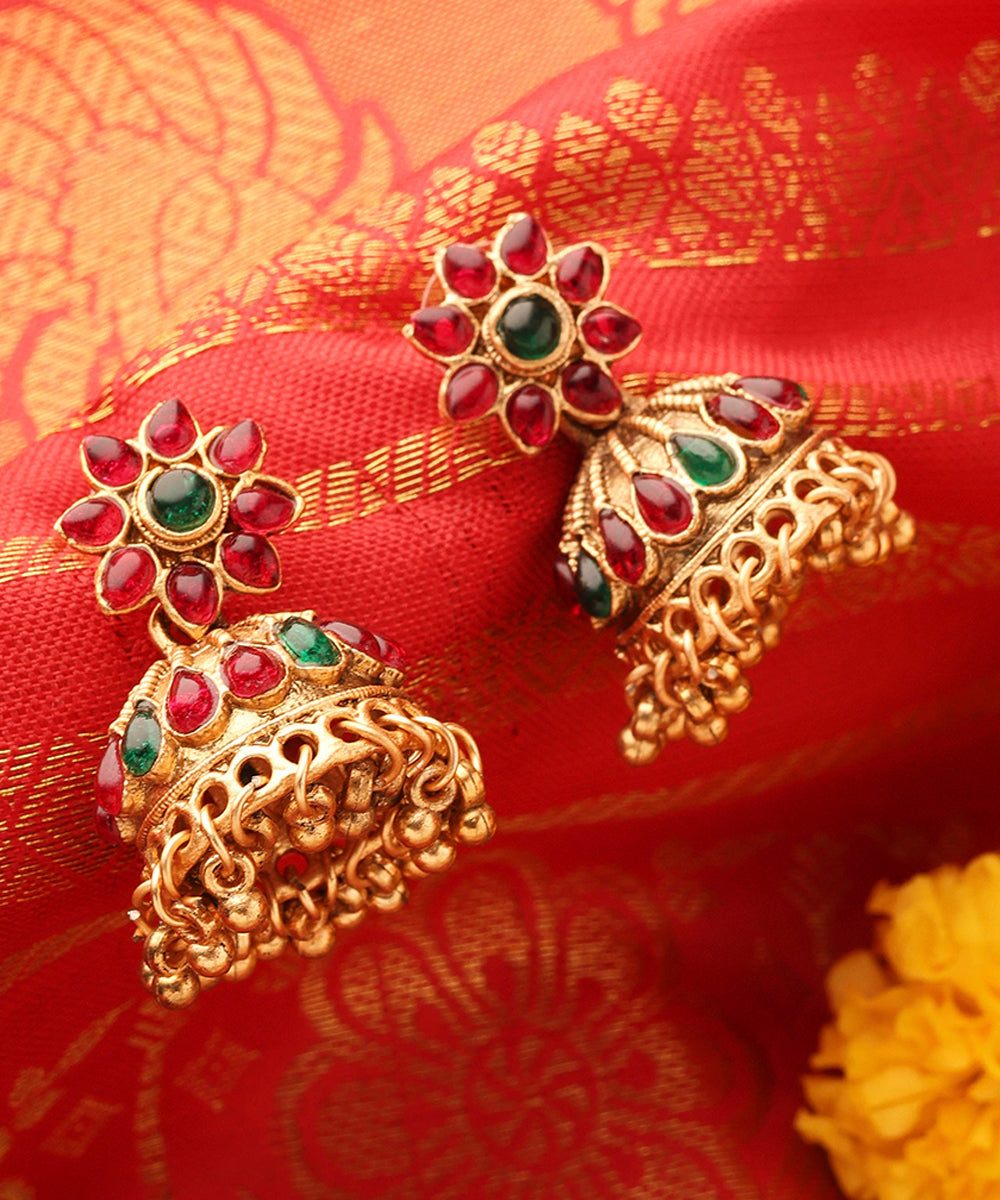 Temple Jewellery Set One Long and Two Short Lakshmi Motif Necklaces