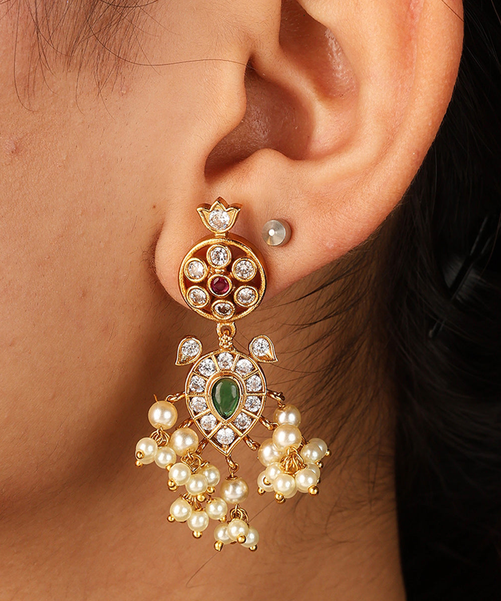 Exquisite Gold Plated Guttapusalu Necklace with Stone Embellishments
