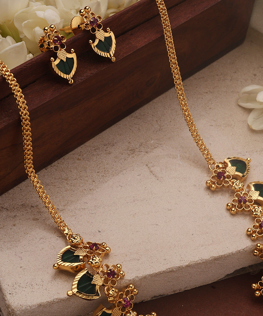 Gold Plated Palakka Necklace Set