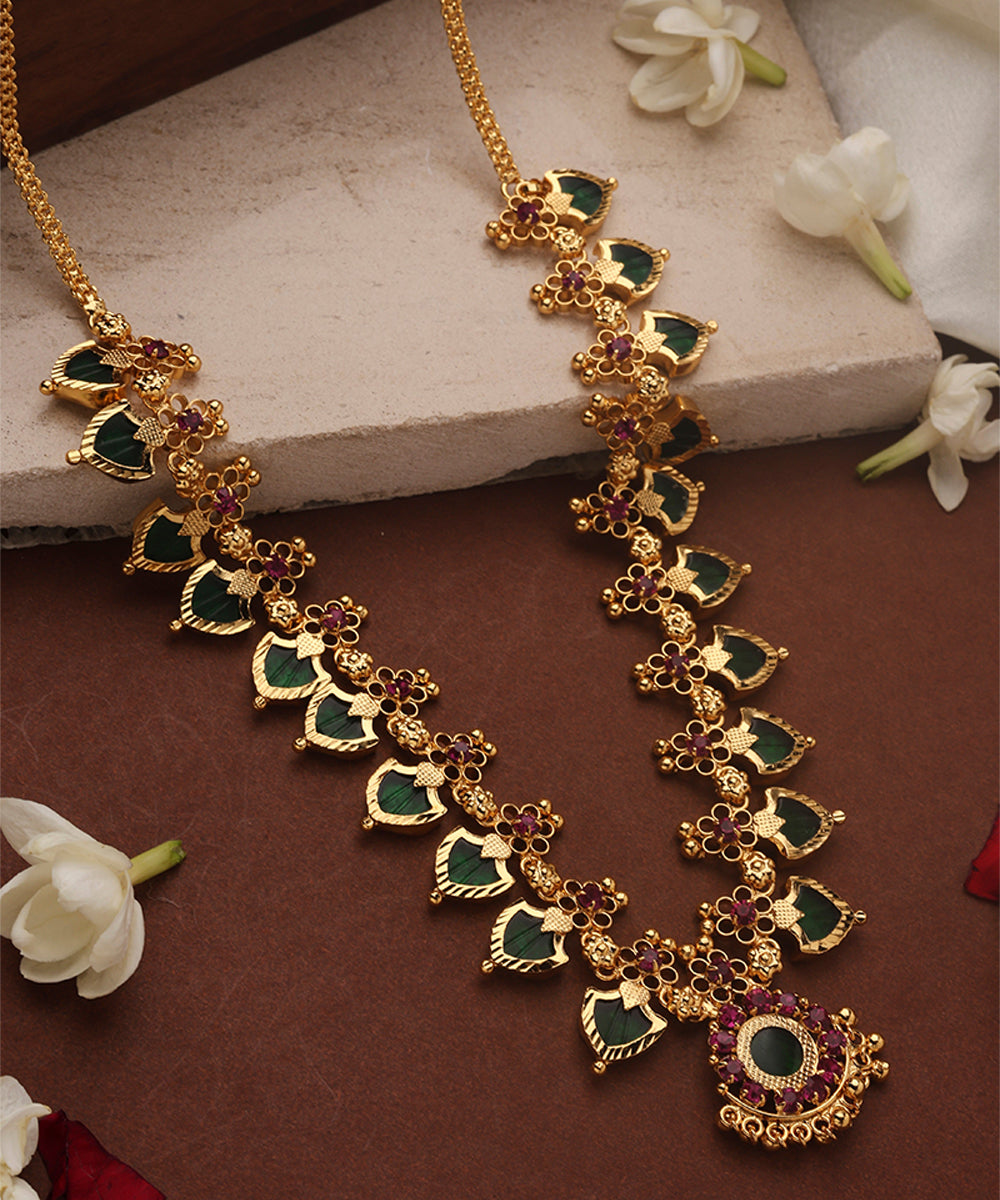 Gold Plated Palakka Necklace Set