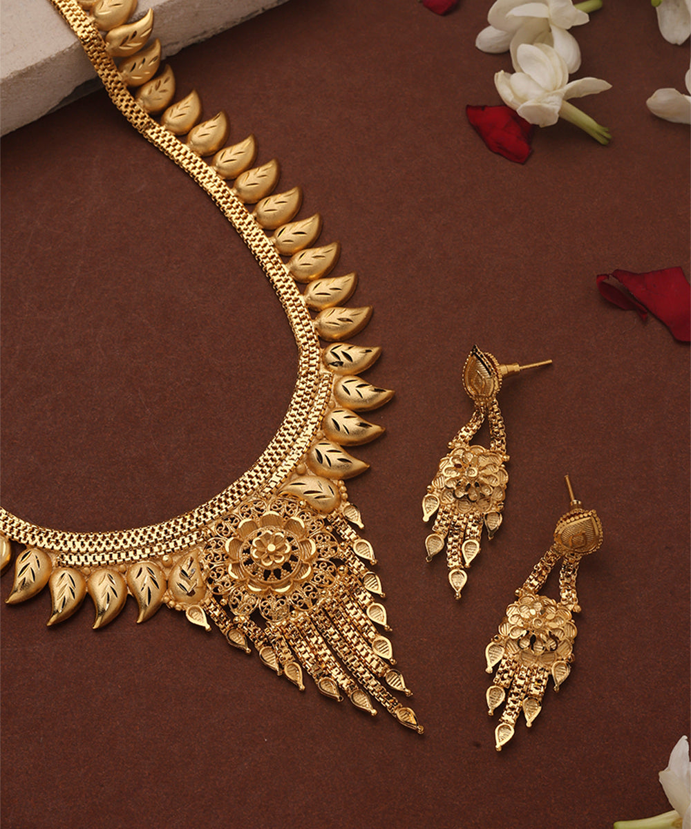 Gold Plated Long Necklace Set with Kari Accents