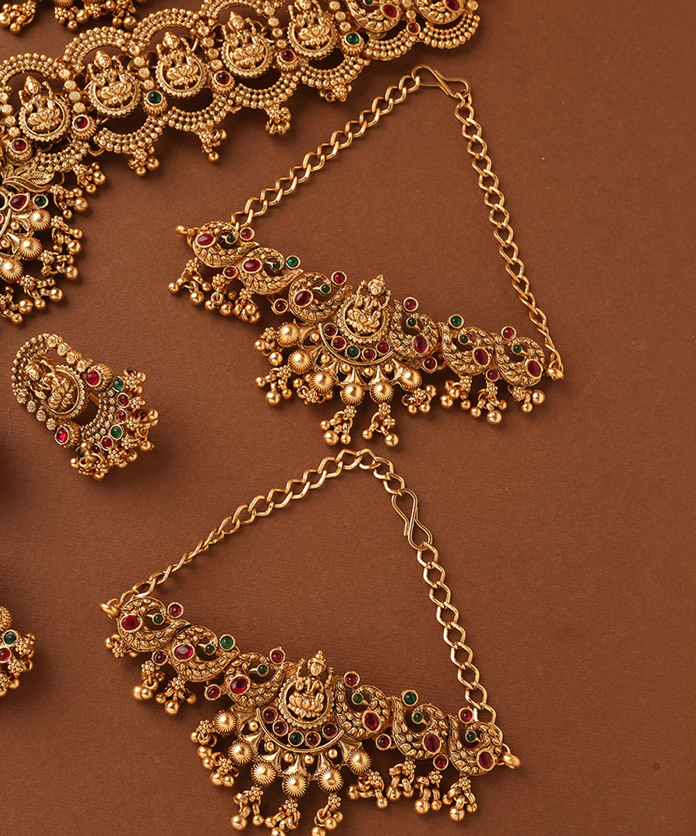 Bridal Gold Plated Necklace Set in South Indian Style