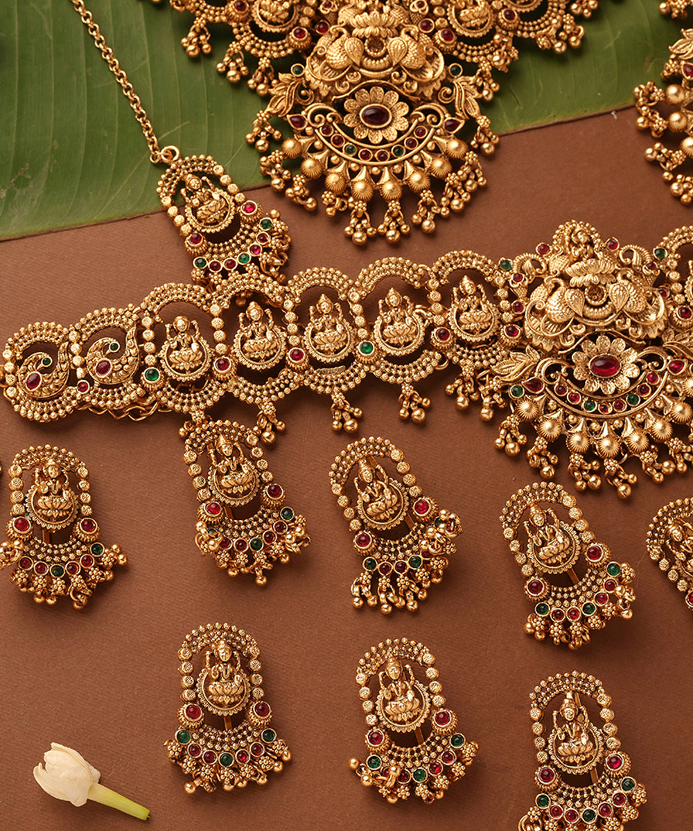Bridal Gold Plated Necklace Set in South Indian Style