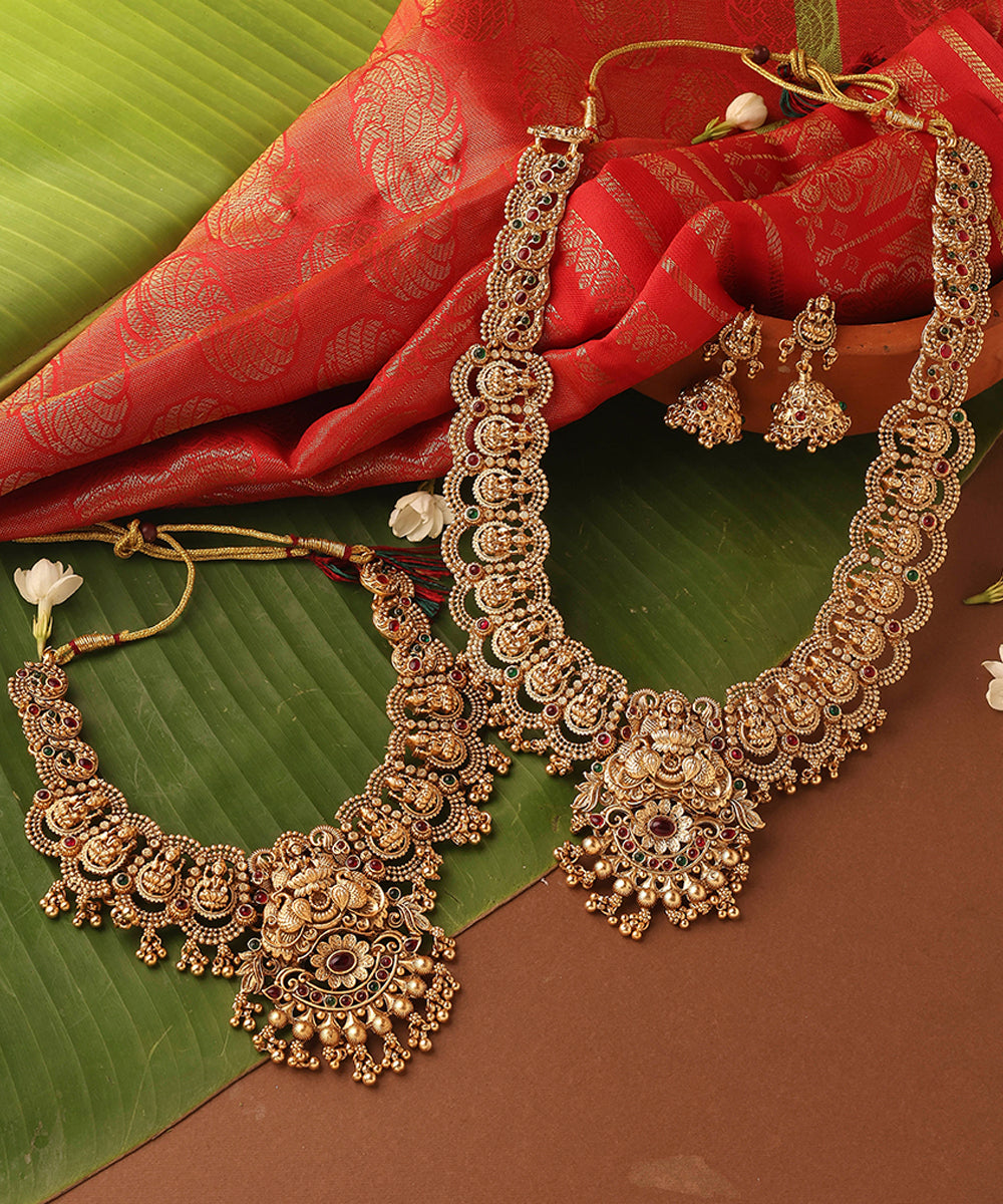 Bridal Gold Plated Necklace Set in South Indian Style