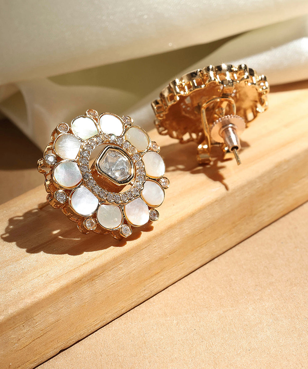 Statement Studs with Monalisa White Stones