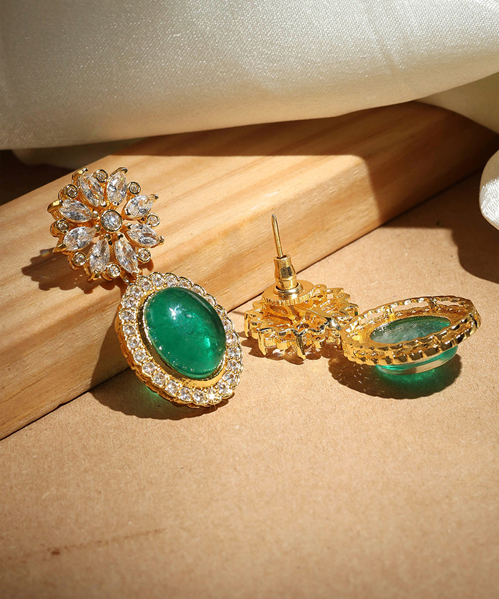 Kundan Earrings with Green Stones