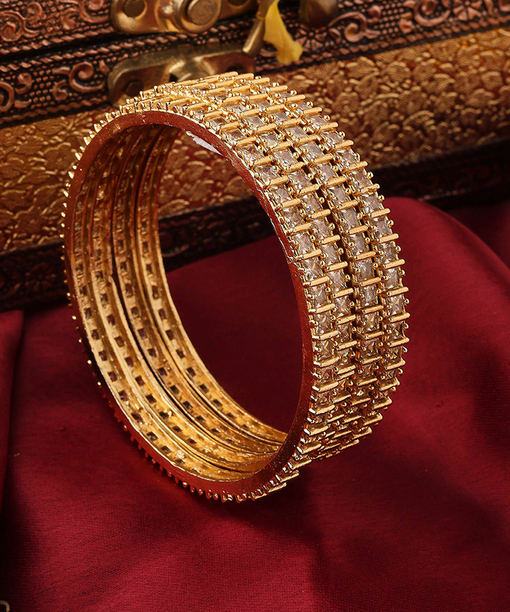 Set of four Gold Plated American Diamond Bangles