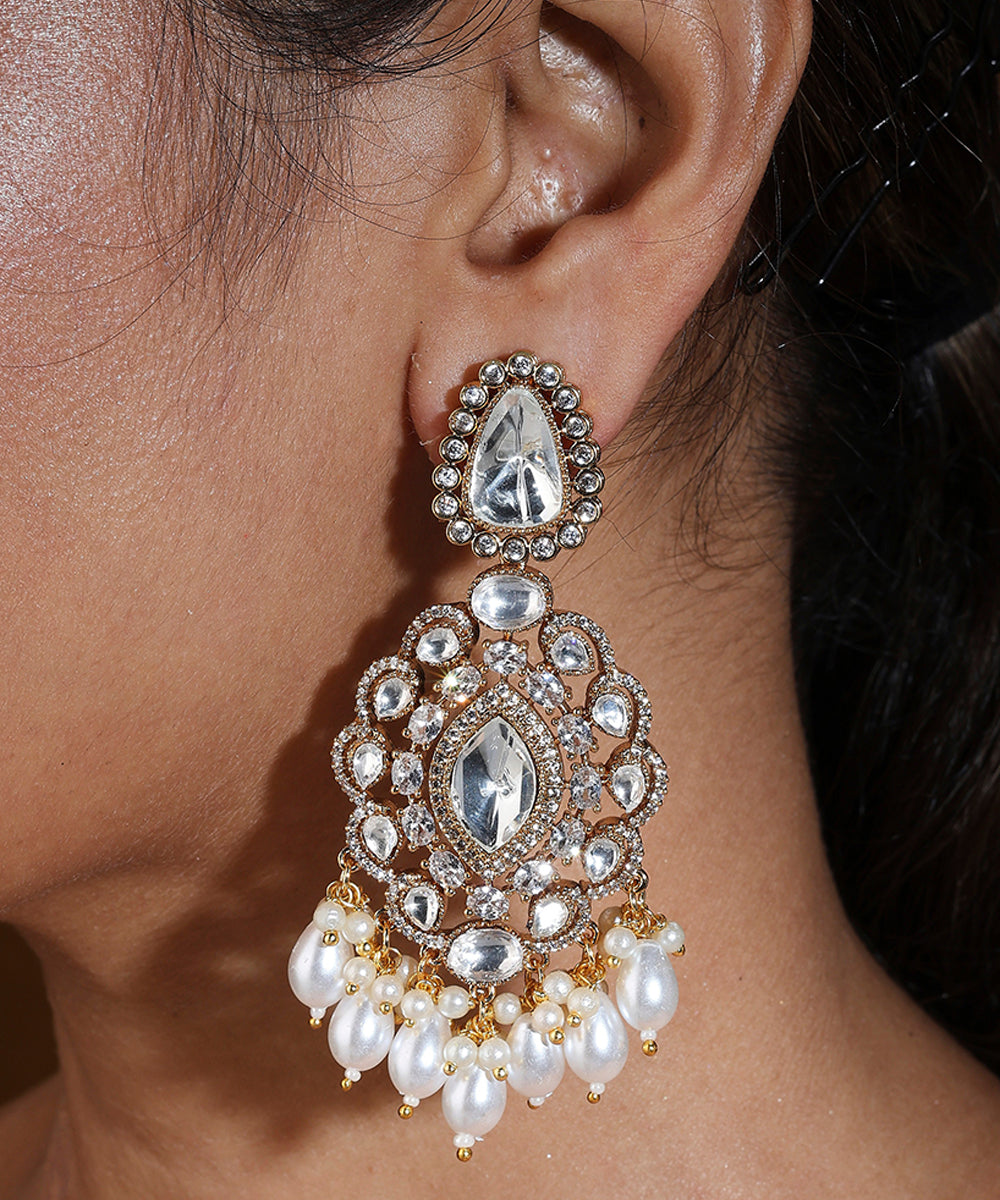 Bridal Necklace Set with Earrings and Maang Tikka in American Diamond Stones
