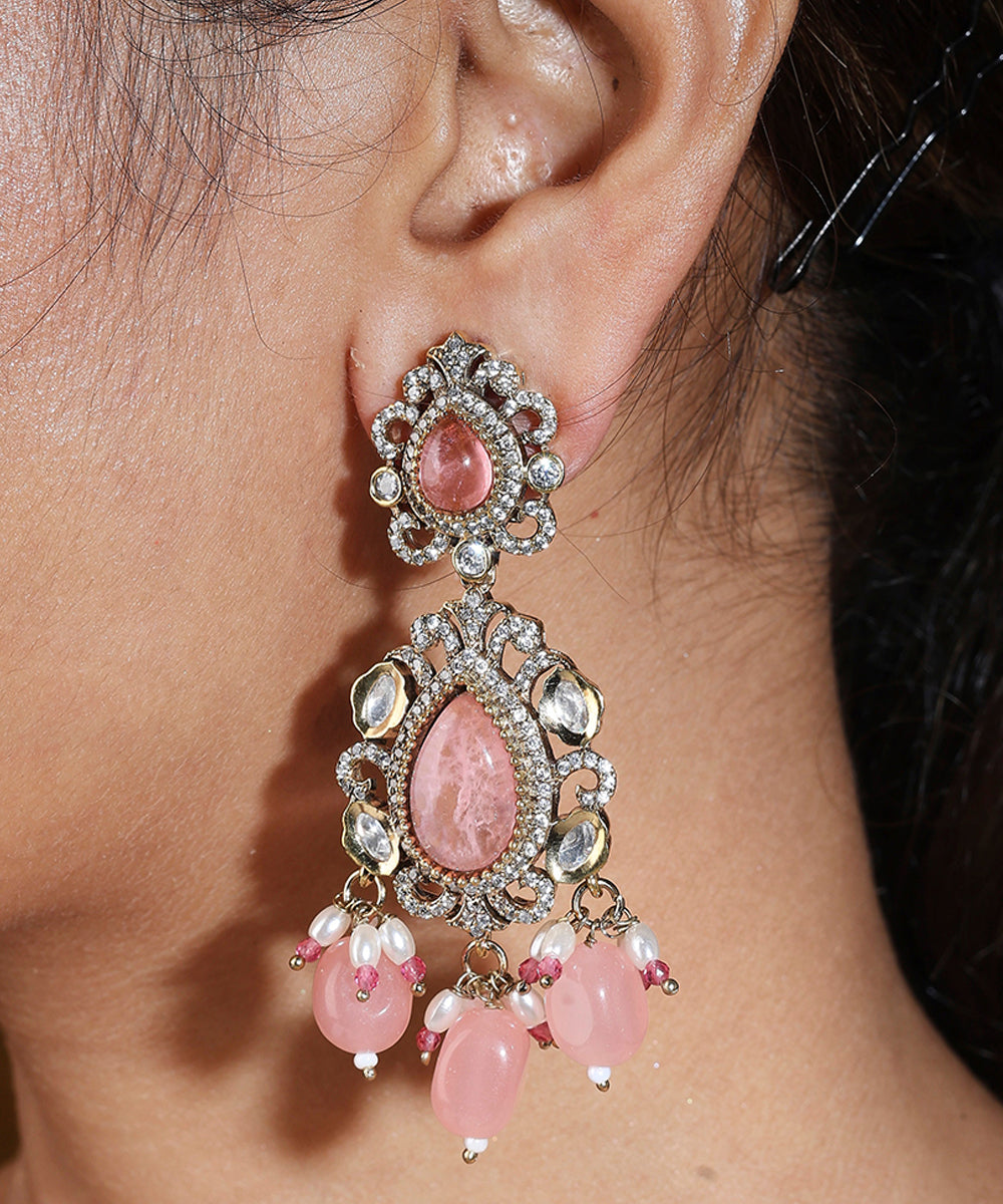 Statement Choker with Pink Stones and American Diamond Accents