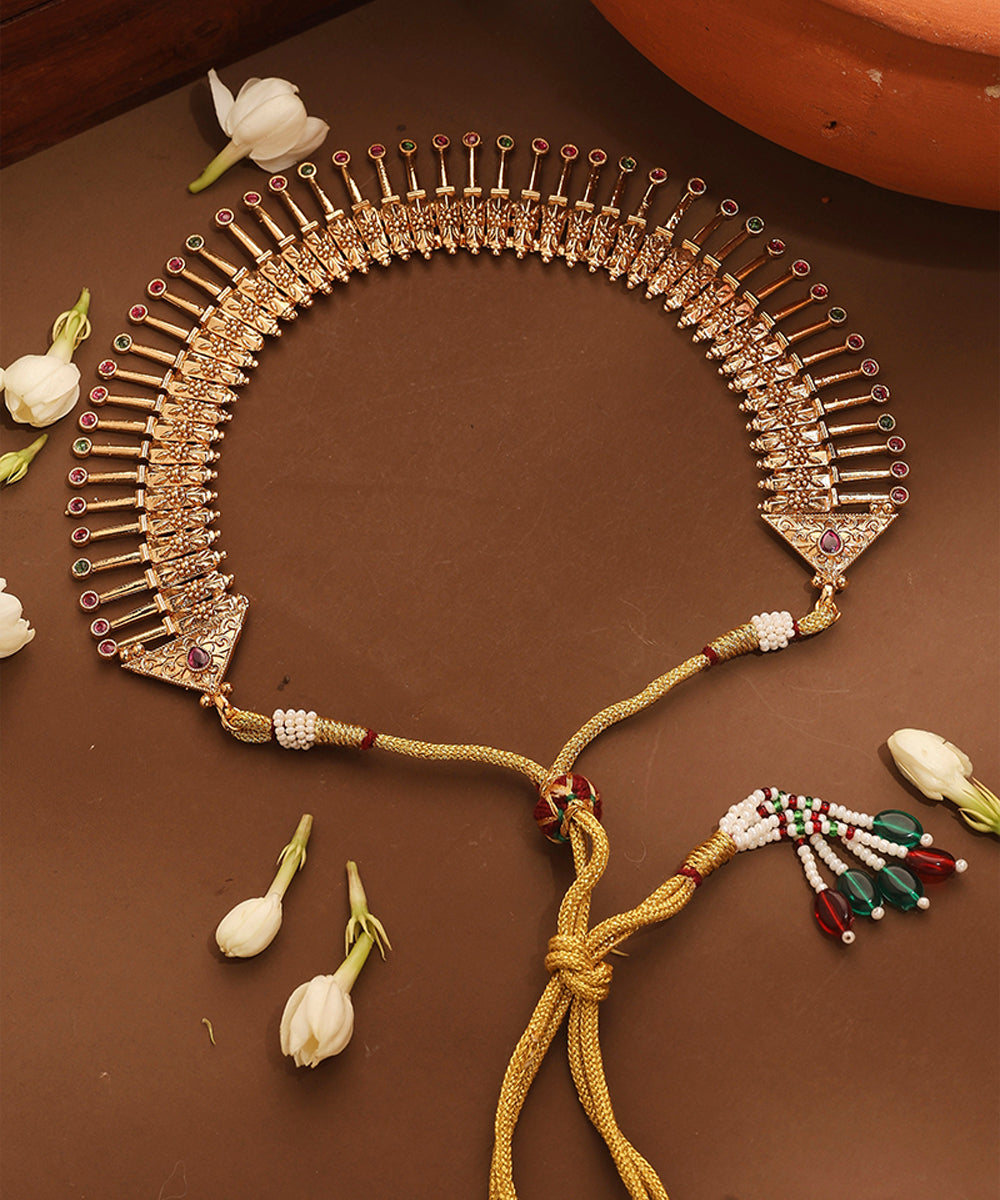 Gold Plated Temple Design Necklace Set