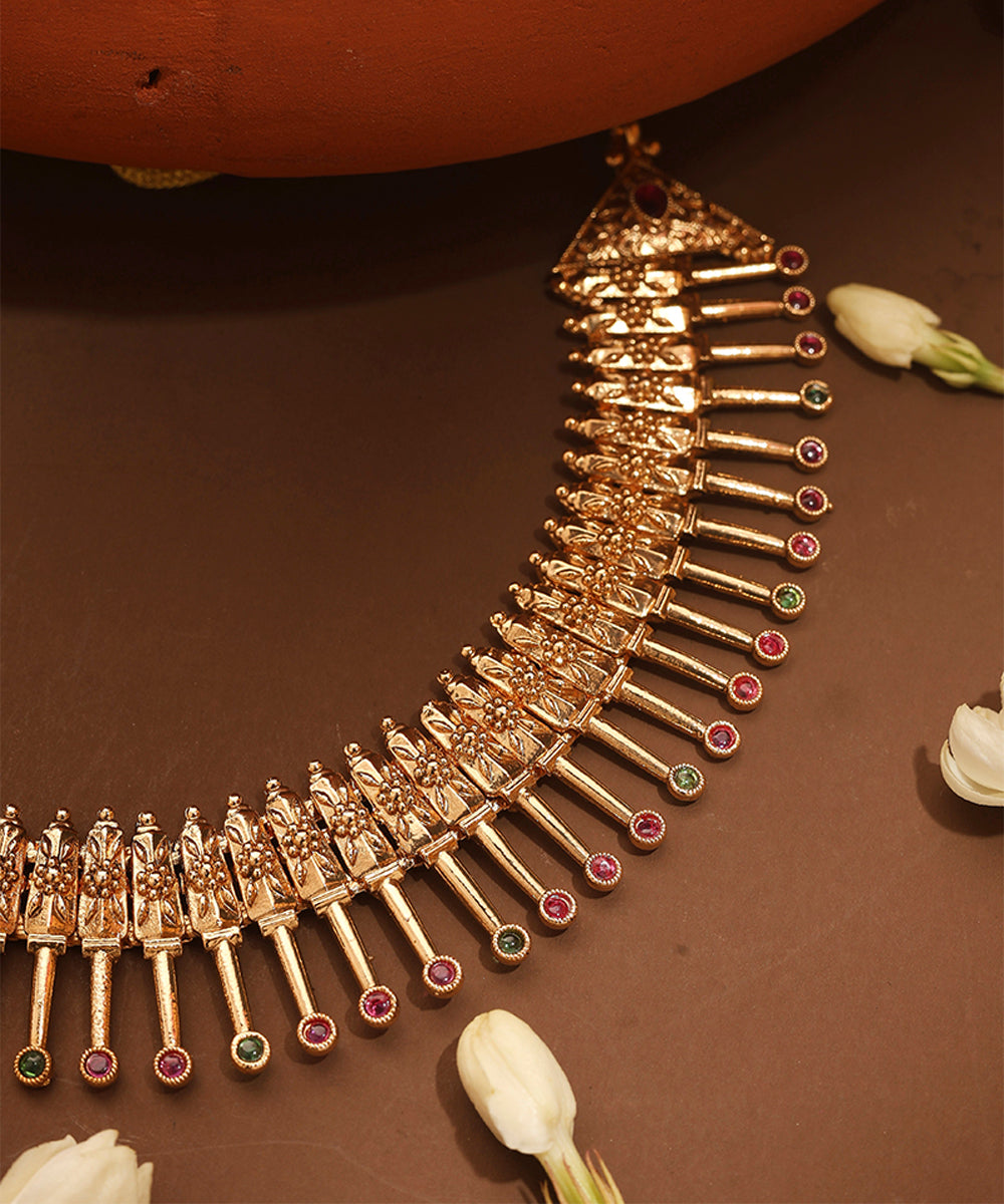 Gold Plated Temple Design Necklace Set