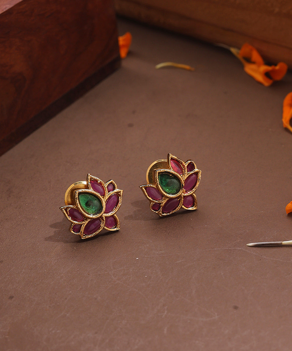 Two Layer Necklace with Lotus Motif