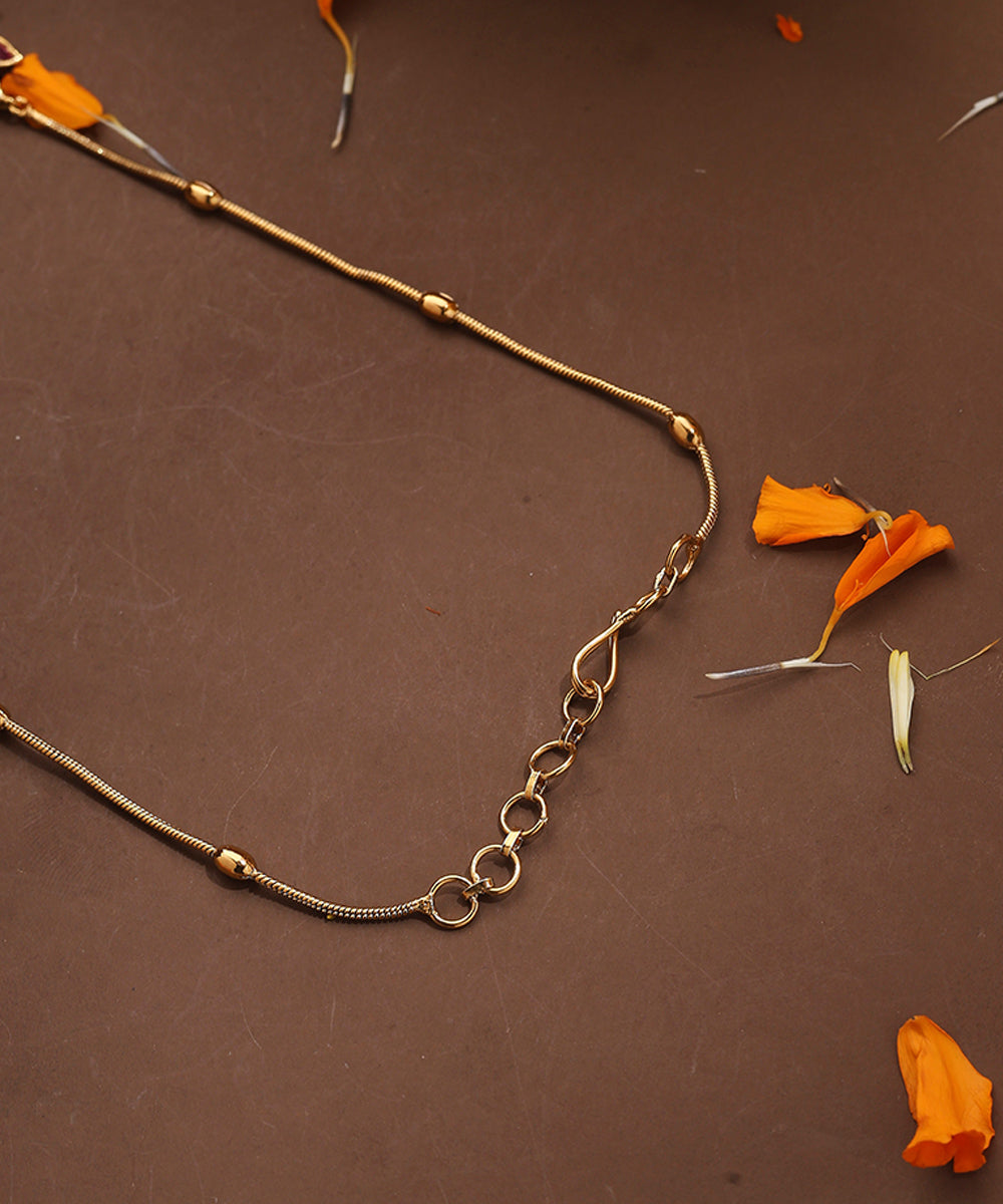 Two Layer Necklace with Lotus Motif