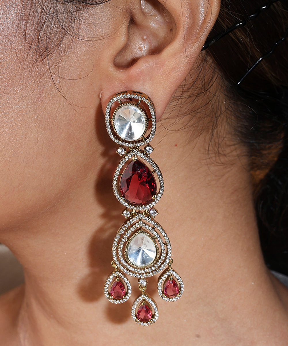 Bridal Ruby Stone Layer Necklace Set with Earrings and Maang Tikka