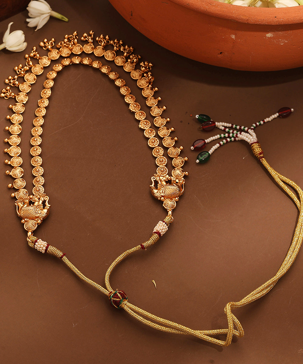 Two Layer Necklace Set with Elephant Motif Earrings