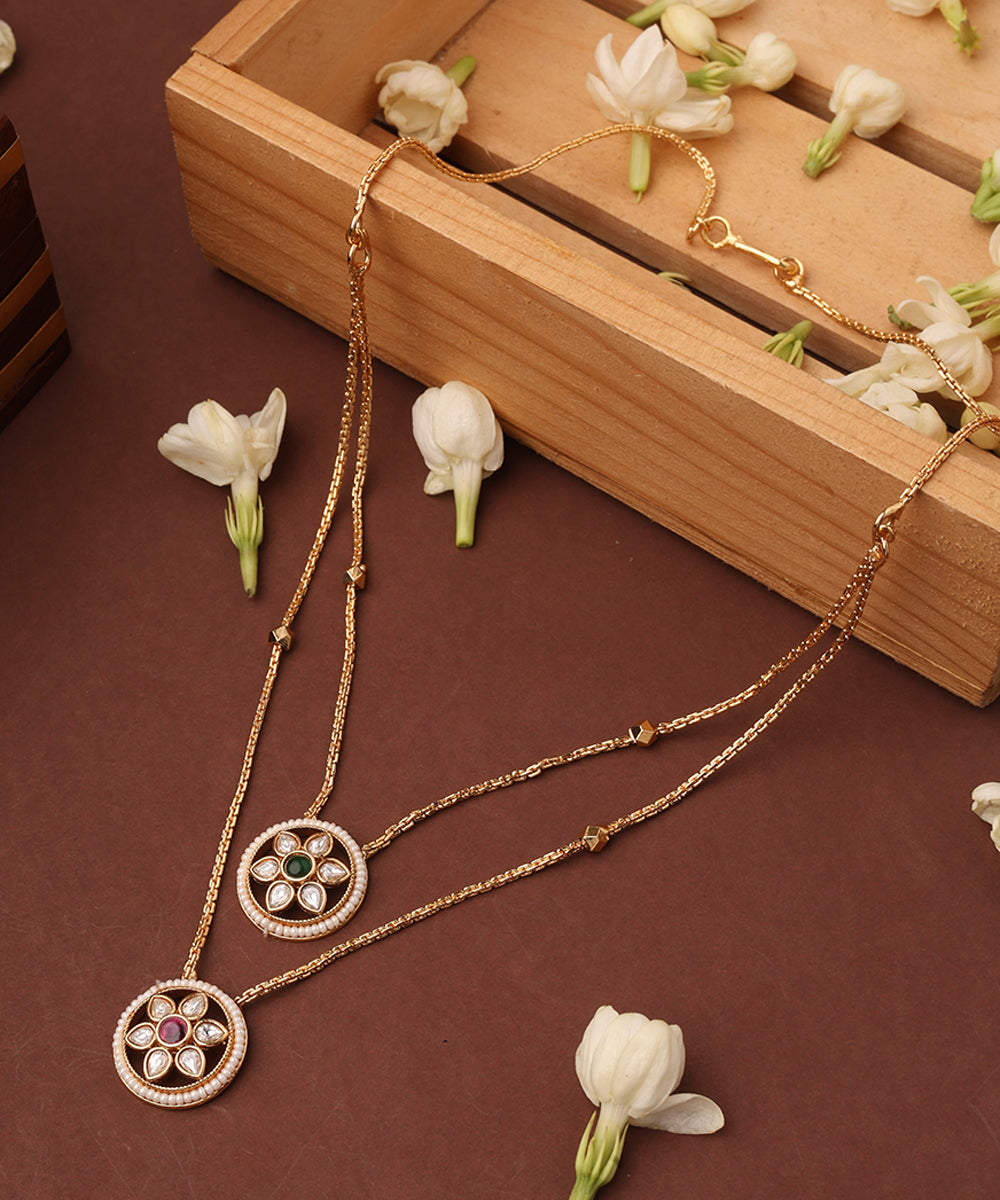 Two Layer Necklace with Round Pendants