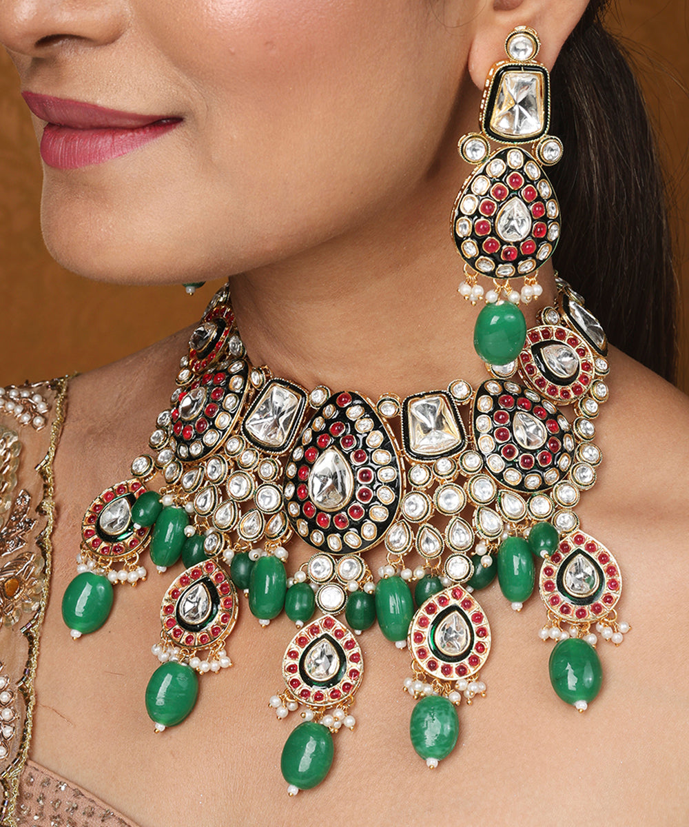Bridal Jewellery Kundan Choker with Jaipur Jadau