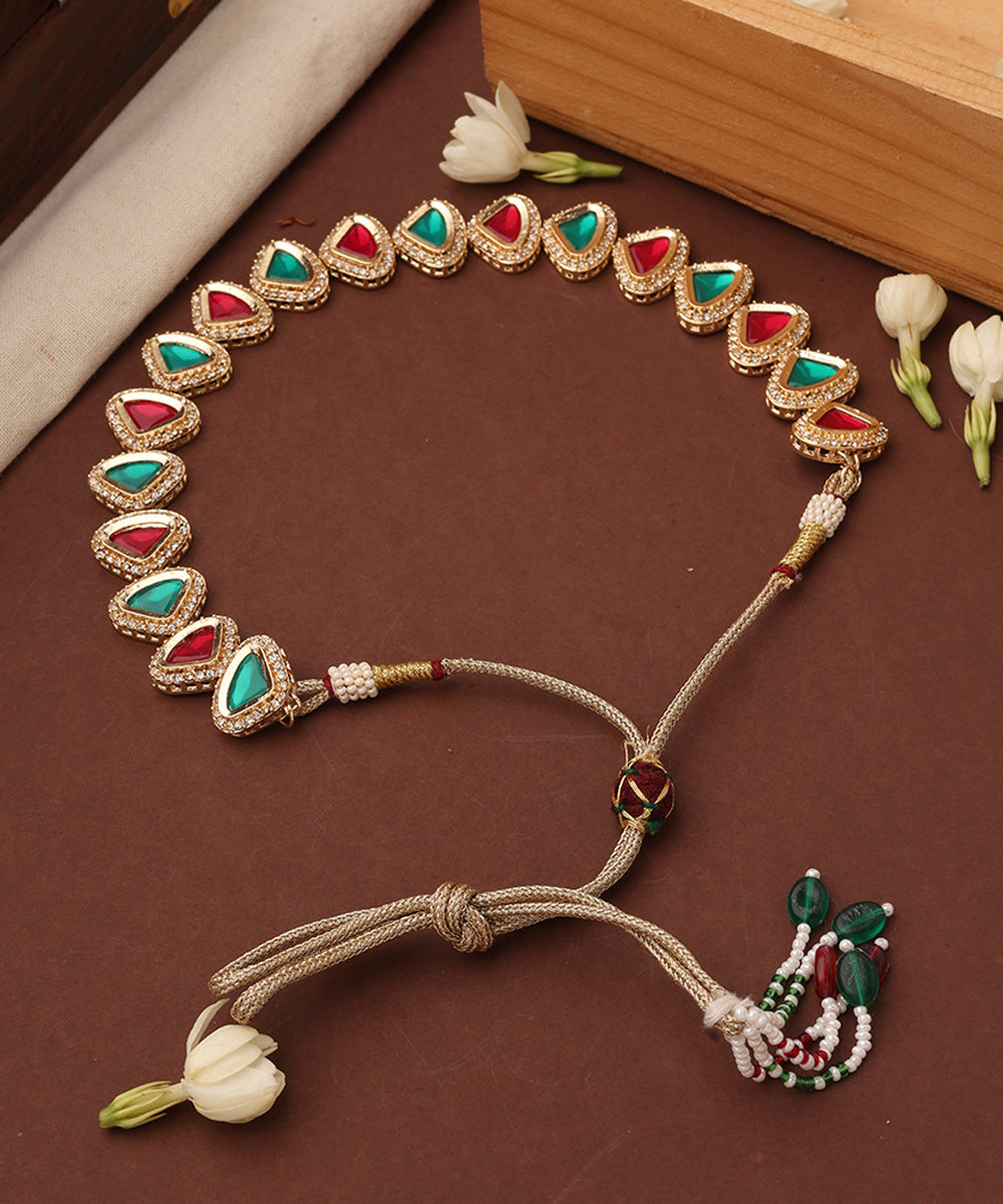 Kundan Multicolour Triangle Shape Necklace Set