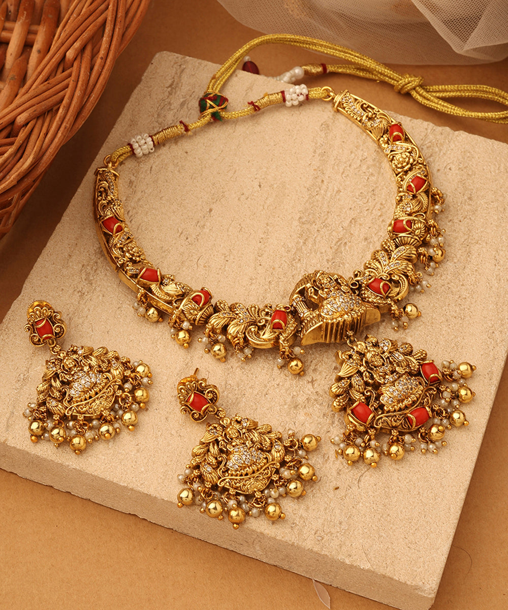 Floral Lakshmi Blossom Necklace Set