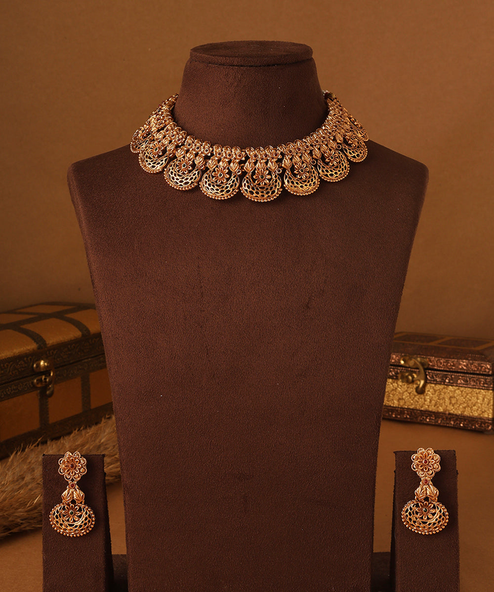 Subtle Elegance Gold Plated Necklace Set